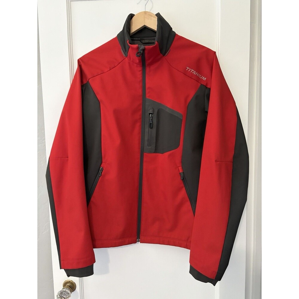 Columbia EUC Titanium Interchange Softshell Jacket Mens Medium Red Black SM6129